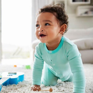 Happy baby crawling
