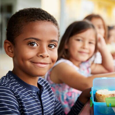 Children at lunch table