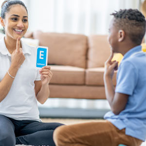 Child in speech therapy session