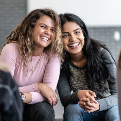 Teens laughing