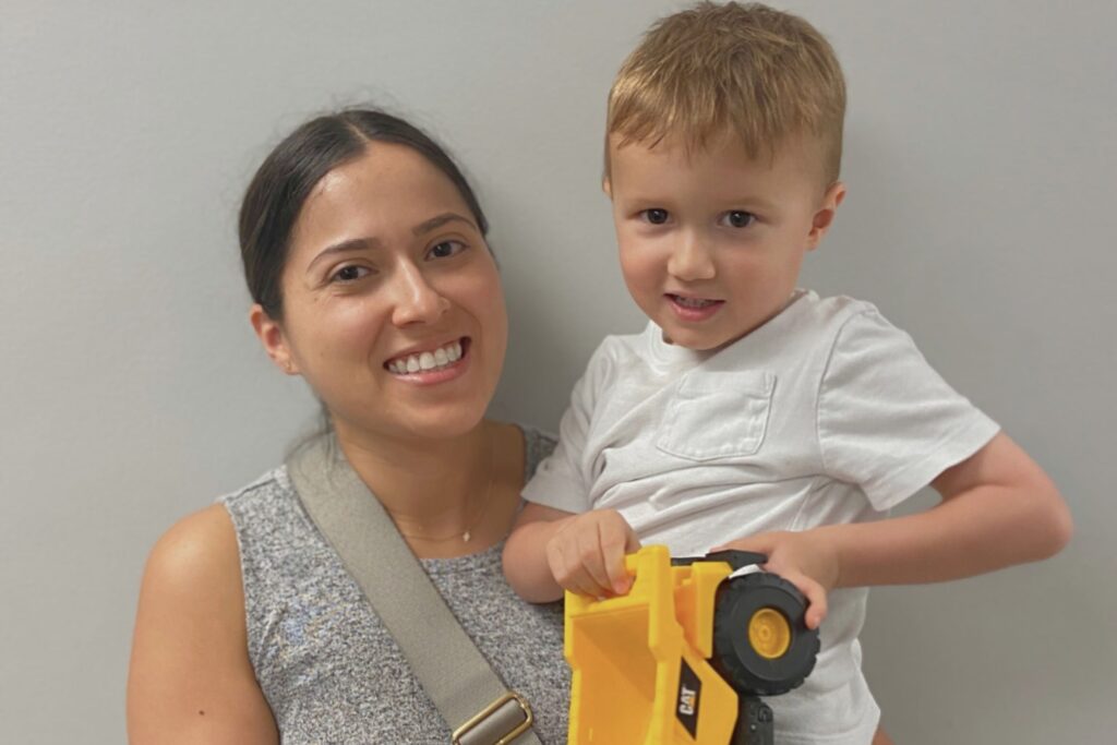 Lucas with his mother